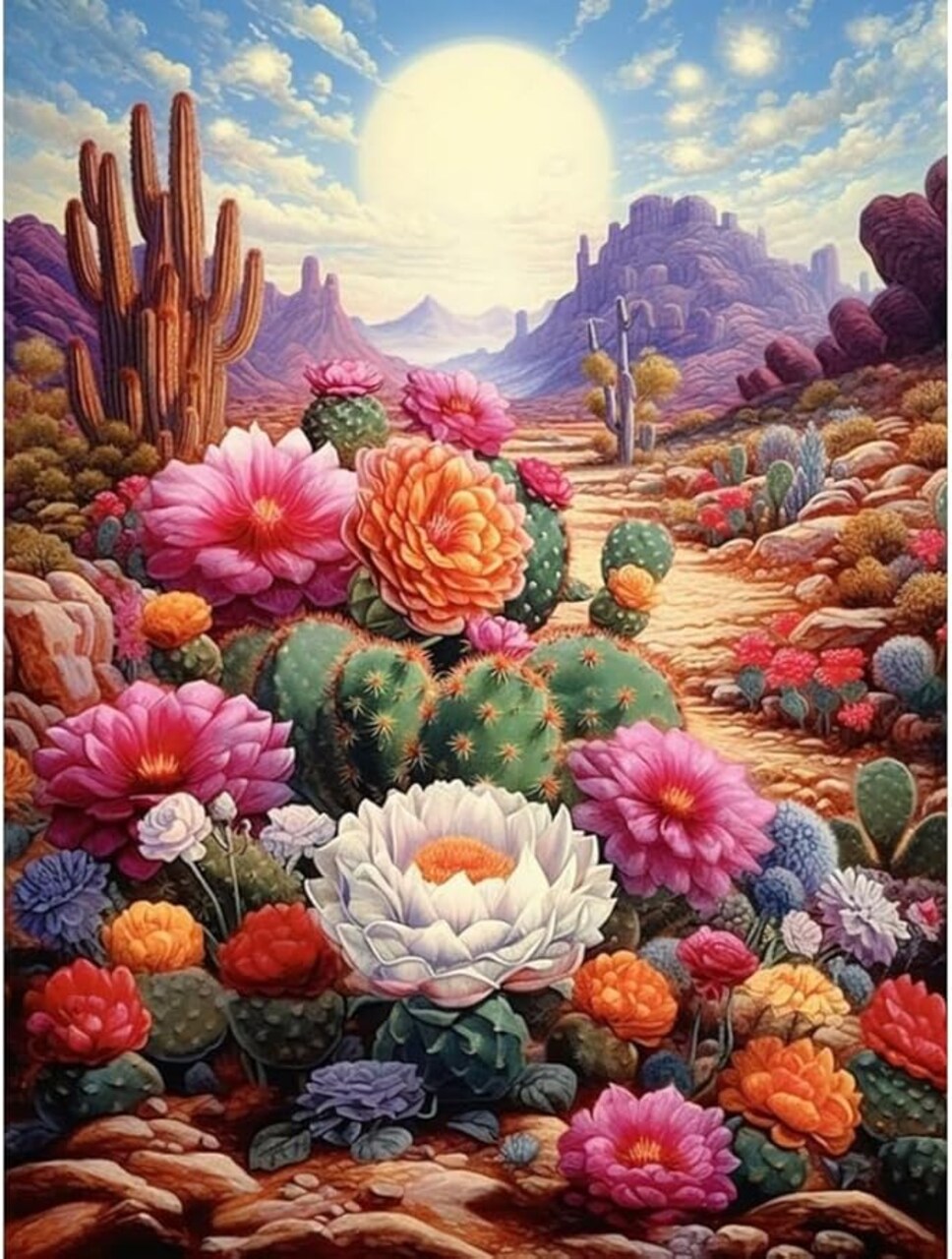 Diamond Painting Kits for Adults, 5D DIY Diamond Art Kits for Beginners, Full Drill Diamond Painting Kits for Home Wall Decor, Desert Cactus Flowers, 12x16 Inch